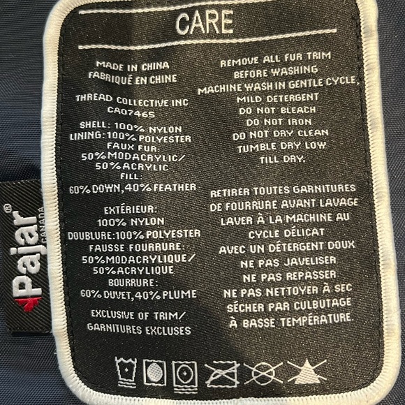 Men’s Pajar Down Filled Bomber Jacket/Coat in size Small/Navy Blue - Picture 8 of 9